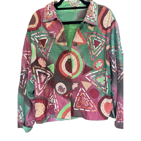 Jackets & Blazers - Vintage Pushpa Art To‎ Wear Tie Dye Embellished Jacket Sz L